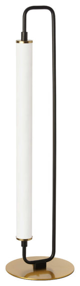 Freya 1 Light LED Table Lamp, Matte Black/Aged Brass, White Acrylic