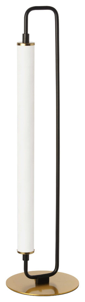 Freya 1 Light LED Table Lamp, Matte Black/Aged Brass, White Acrylic