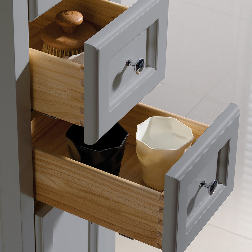 Oxford Tall Bathroom Linen Cabinet, Gray