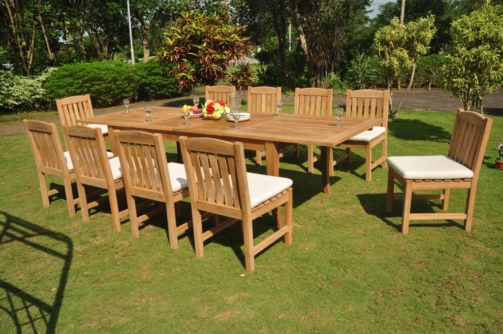 13-Piece Outdoor Teak Set: 122" X-Large Rectangle Table, 12 Devon Armless Chairs