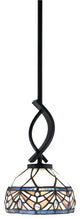 Cavella 1 Light Stem Mini Pendant, Matte Black Finish, 7" Royal Merlot Art Glass