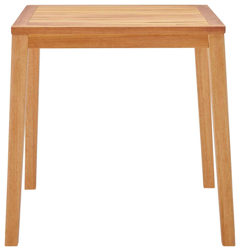 Bar Side Table, Square, Wood, Brown Natural, Modern, Outdoor Patio Cafe Bistro