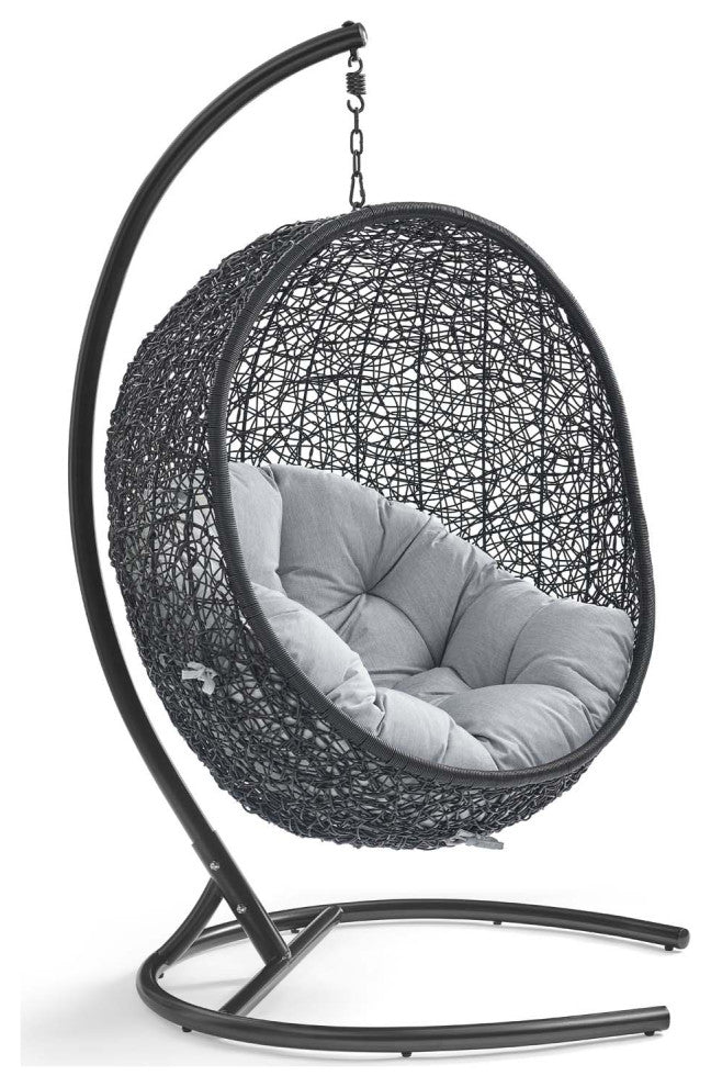 Encase Sunbrella Swing Outdoor Patio Lounge Chair - Black Gray