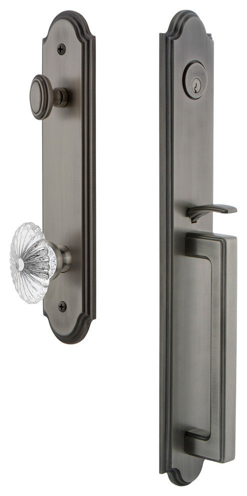 Arc 1-Piece Dummy Handleset, D Grip and Burgundy Knob, Antique Pewter, 848472