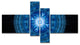 Bright Blue Fractal Sphere, Abstract Wall Art Canvas, 60"x32", 4 panels