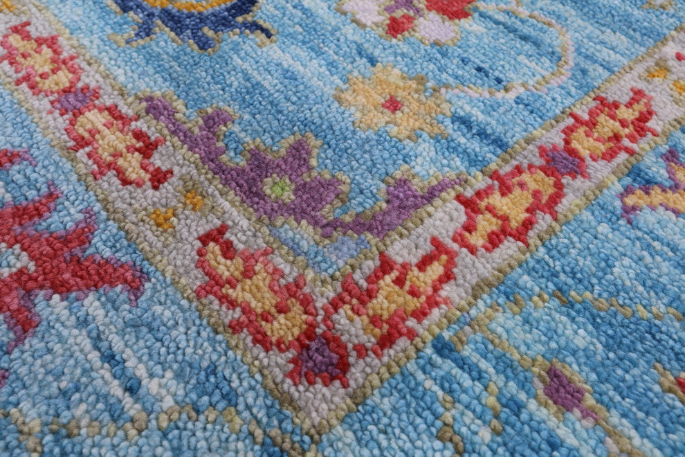 8' Square Handmade Turkish Oushak Wool Rug - Q13392