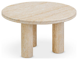 Amora Faux Travertine 26" Round Accent Table