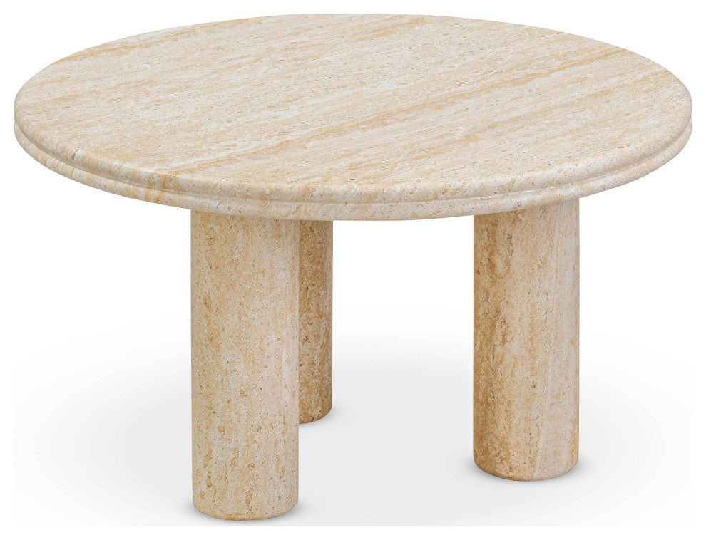 Amora Faux Travertine 26" Round Accent Table