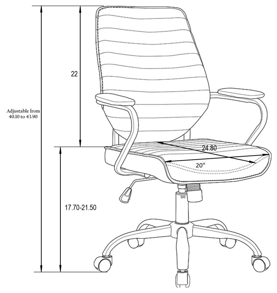 LeisureMod Winchester Modern Executive Leatherette Office Chair, Grey