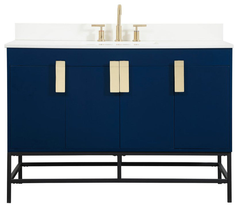 VF48848MBL-BS 48" Single Bathroom Vanity, Blue With Backsplash