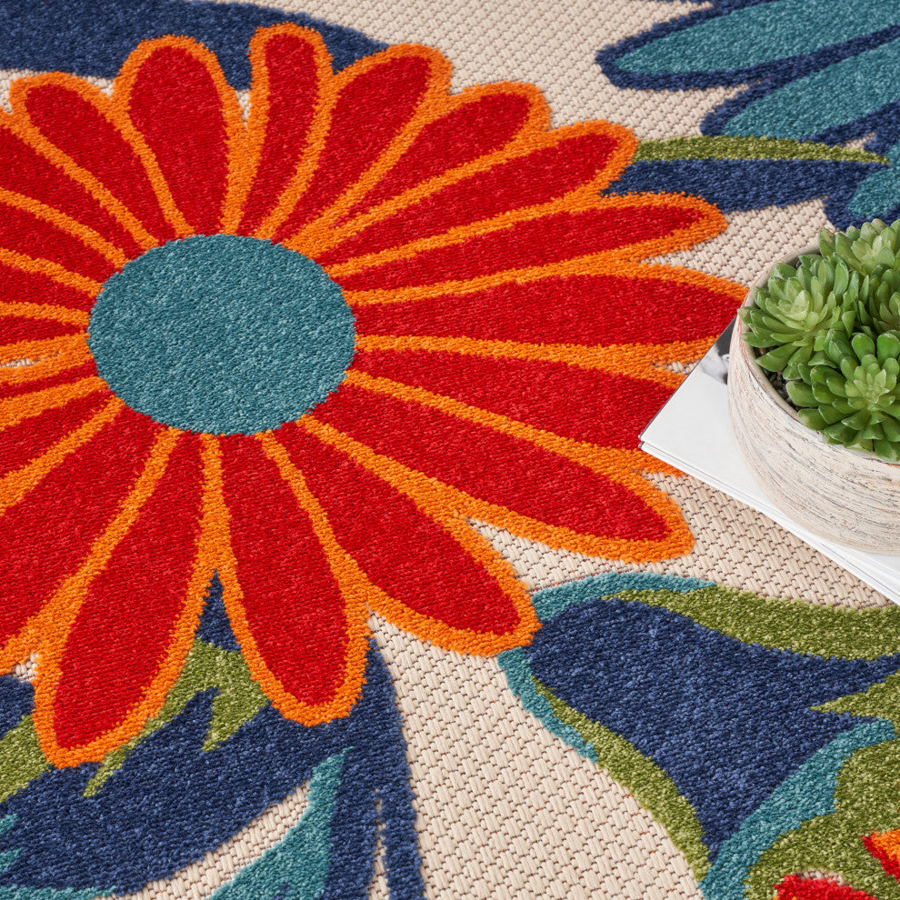 Nourison Aloha 7'10" Round Multicolor Contemporary Area Rug