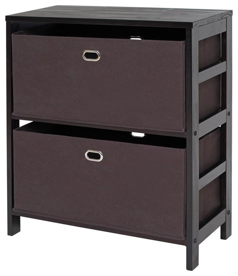 Torino 3-Piece Set Storage Shelf With Black Fabric Baskets