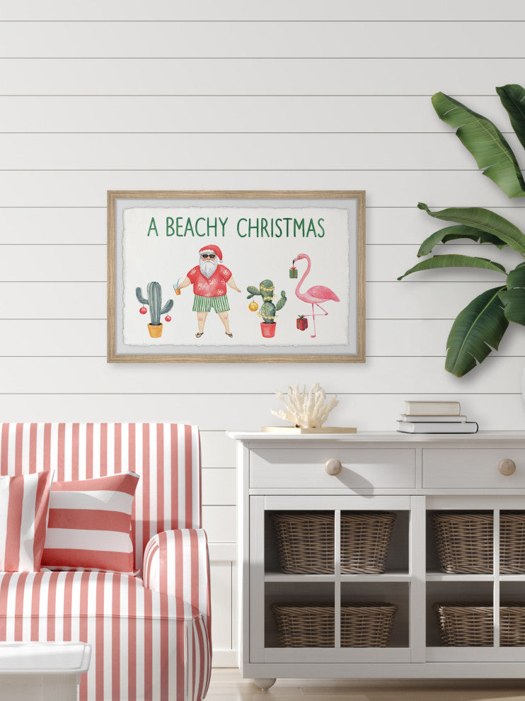 "Merry Beachy Christmas" Framed Painting Print, 45x30