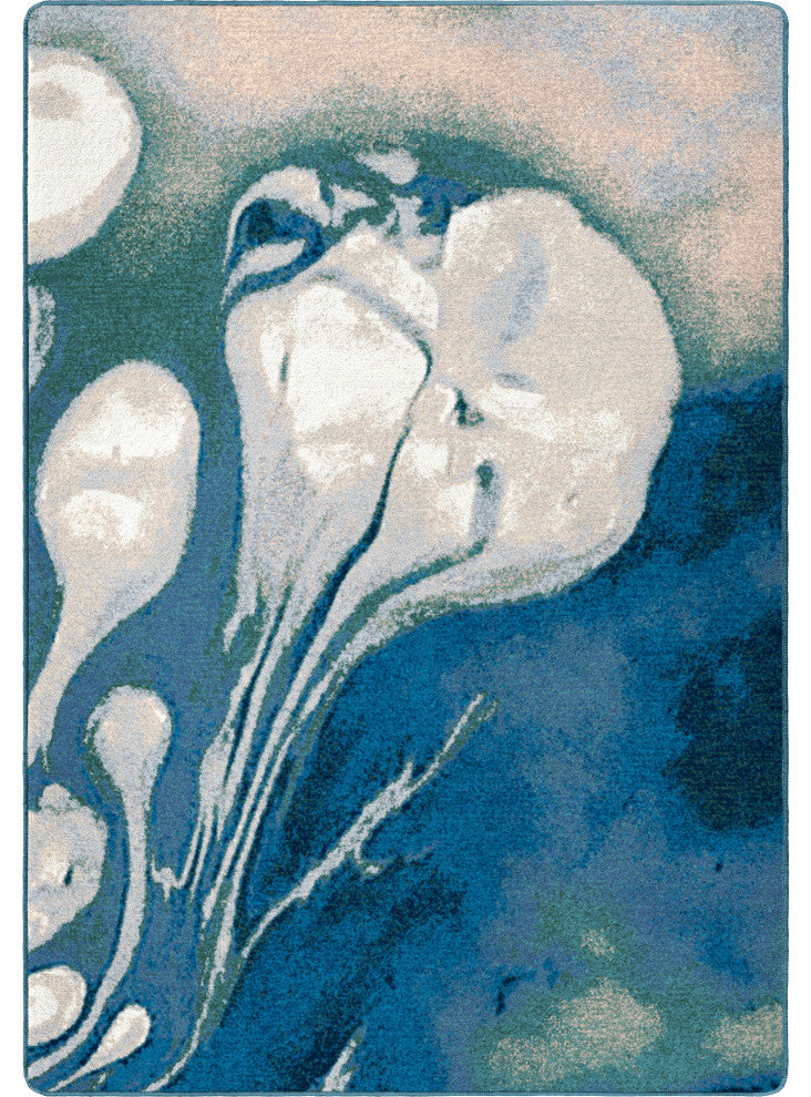Abstract Jelly Fish, Blue, 8'x11'
