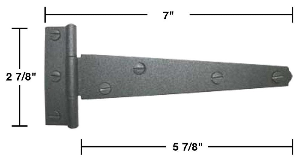 10 T Strap Door Hinge Black RSF Black Iron Light Duty 7" |