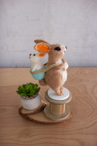 Kalalou Chb2155 Felt Rabbit Holding Baby
