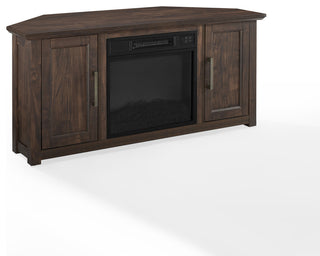 Camden 48" Corner TV Stand With Fireplace, Dark Walnut