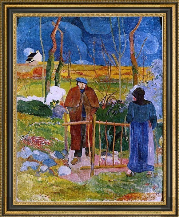 Paul Gauguin Bonjour Monsieur Gauguin - 16" x 20" Framed Premium Canvas Print