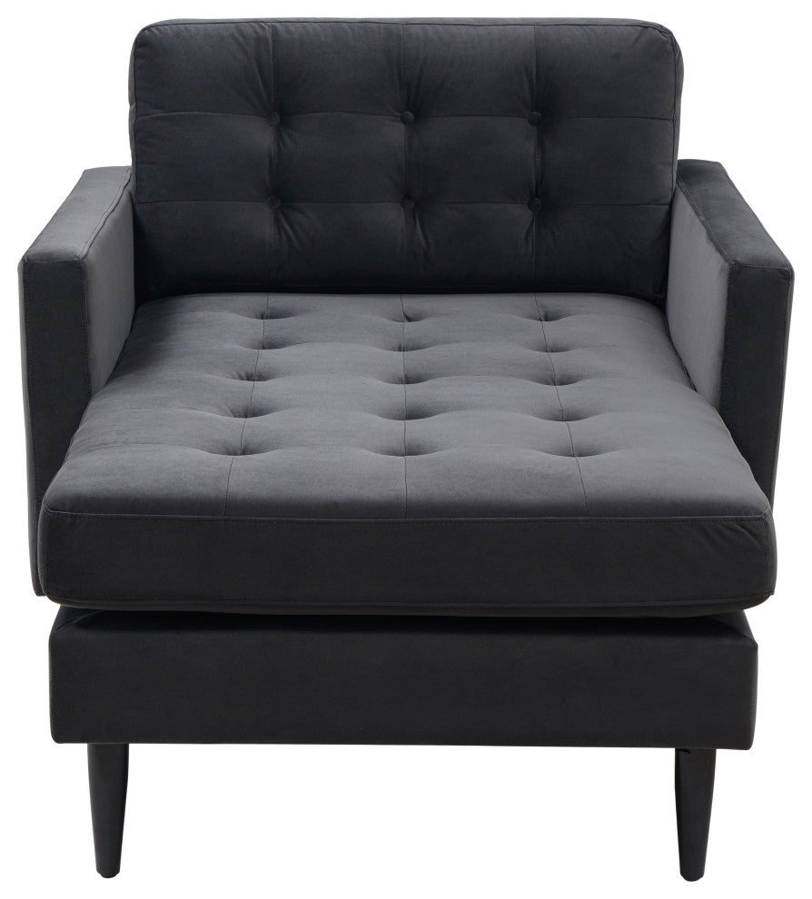 Safavieh Couture Curtis Tufted Chaise, Dark Grey, Dark Grey