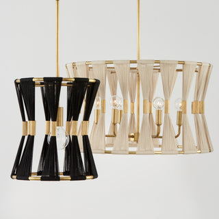 Capital Lighting Bianca 1-Light Pendant 341111KP Black Rope and Patinaed Brass