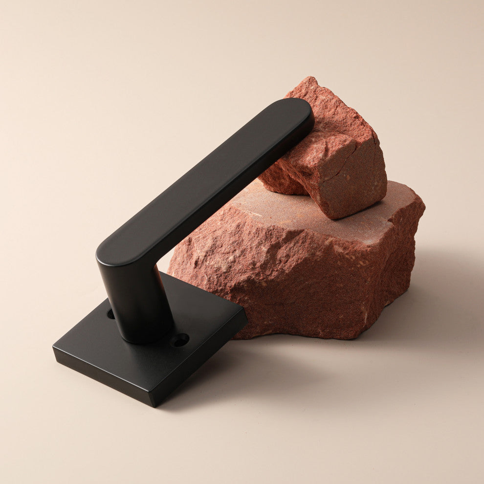 Modern Heavy Duty Designer Door Handle - Chrystie Collection, Matte Black, Privacy Right Hand