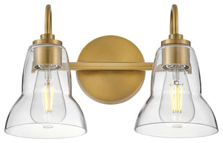Lark Vera 15" Two-Light Bath Vanity Fixture, Lacquered Brass