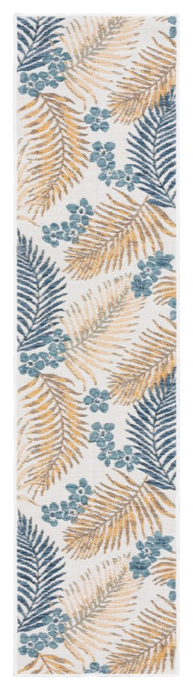 Safavieh Sunrise Collection SUN675 Indoor-Outdoor Rug, Ivory/Blue Gold, 2'x8'