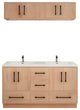 Victoria 60" Solid Wood Vanity Double Sink, Overhead Cabinet, Red Oak