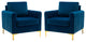 Contemporary Style Club Chair With Arms, Set of 2, Navy