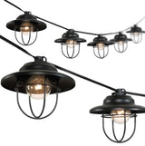 10-Light Indoor/Outdoor 10' Rustic G40 Metal Cage Shade String Lights, Black