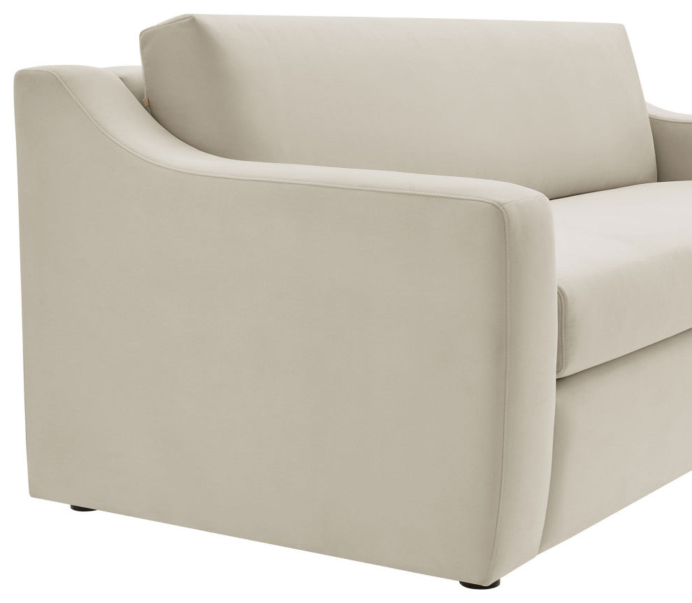 Liora Performance Velvet Sofa, Alabaster
