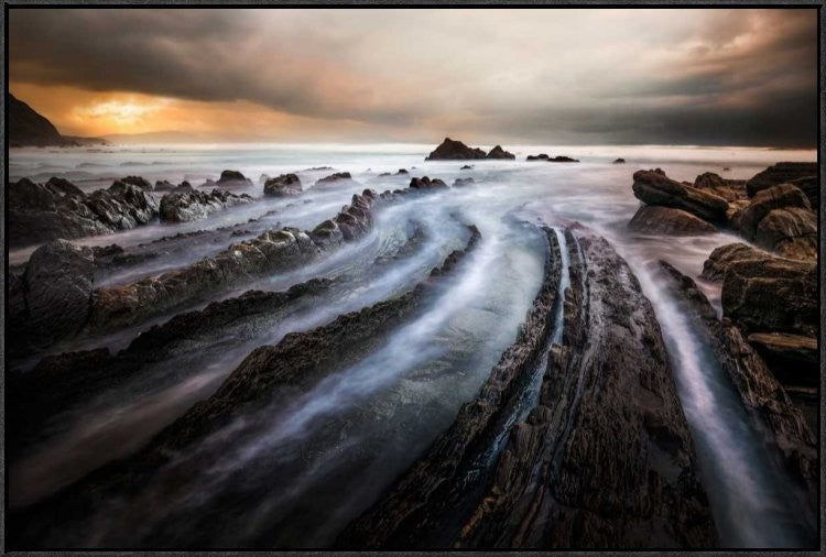 "Sculpted by the sea" Framed Canvas Giclee by Cuomo Massimo, 37x25"