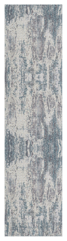 Brynn Gray/Blue Modern Abstract Indoor Area Rug, 2'6" x 8'