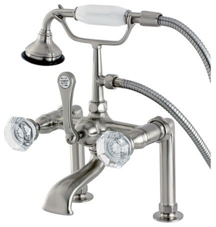 Aqua Vintage Deck Mount Clawfoot Tub Faucet, Brushed Nickel