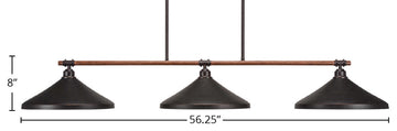 Blacksmith 3-Light Bar, Dark Granite Cone Metal Shade
