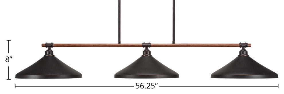 Blacksmith 3-Light Bar, Dark Granite Cone Metal Shade