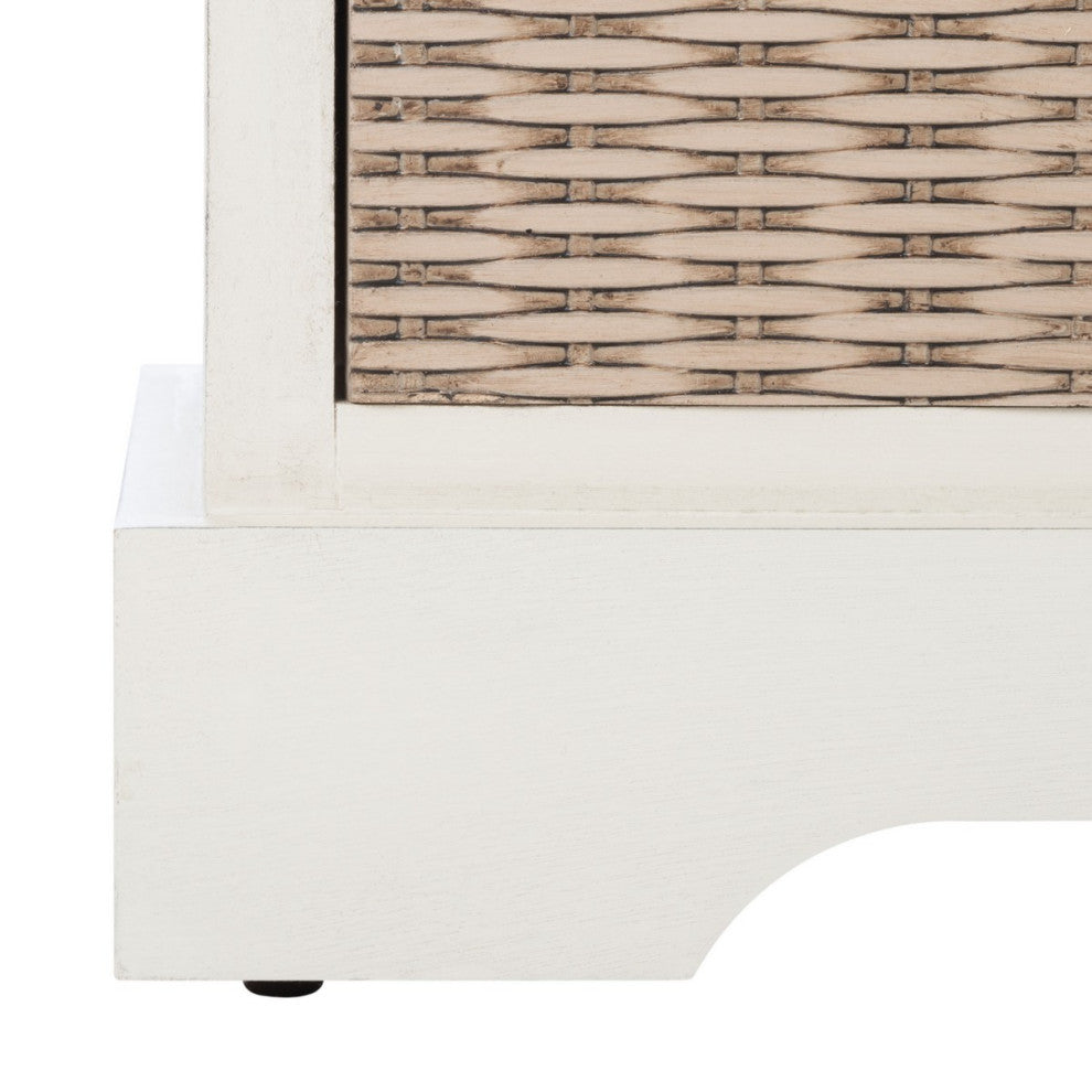 Safavieh Landers 2 Drawer Cushion Bench, Distressed White