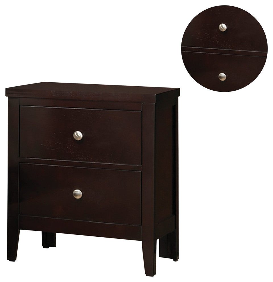 Wood Nightstand with 2 Drawers, Cappuccino