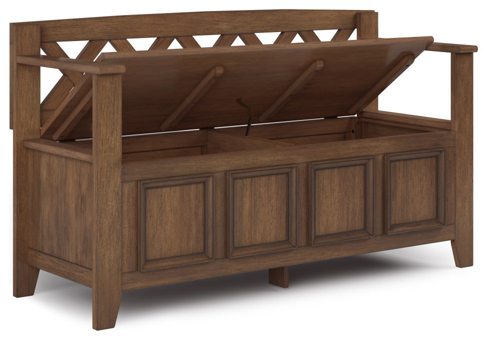 Amherst Entryway Storage Bench, Rustic Natural Aged Brown