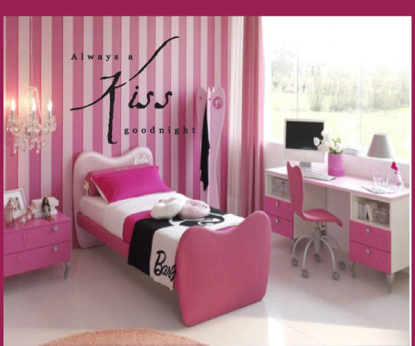 Always Kiss Me Goodnight Vinyl Wall Decal A003AlwaysaVI, Light Brown, 72 in.