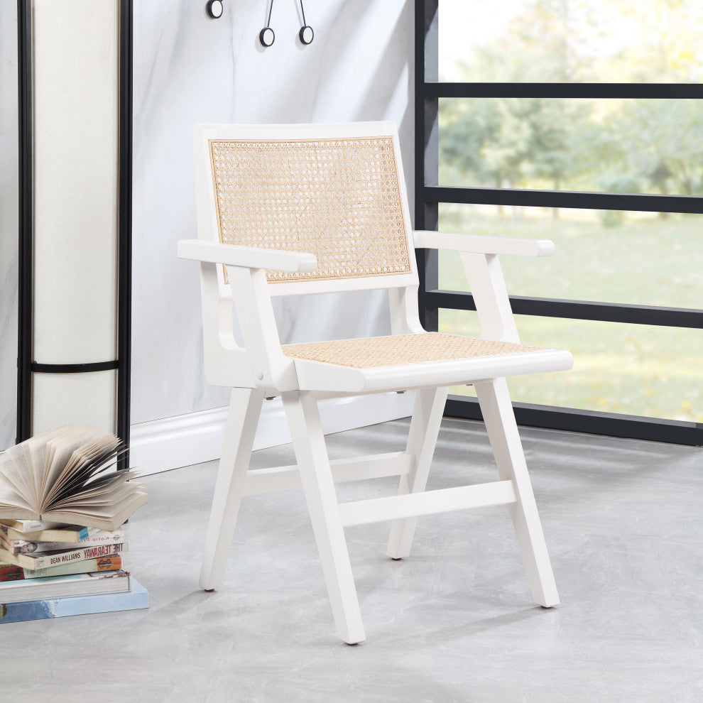 Preston Dining Chair, Set of 2, White, Arm Chair