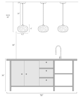LNC Chrysaorican 1-Light 6" Modern Iridescent Glass Kitchen Island Light, Brass