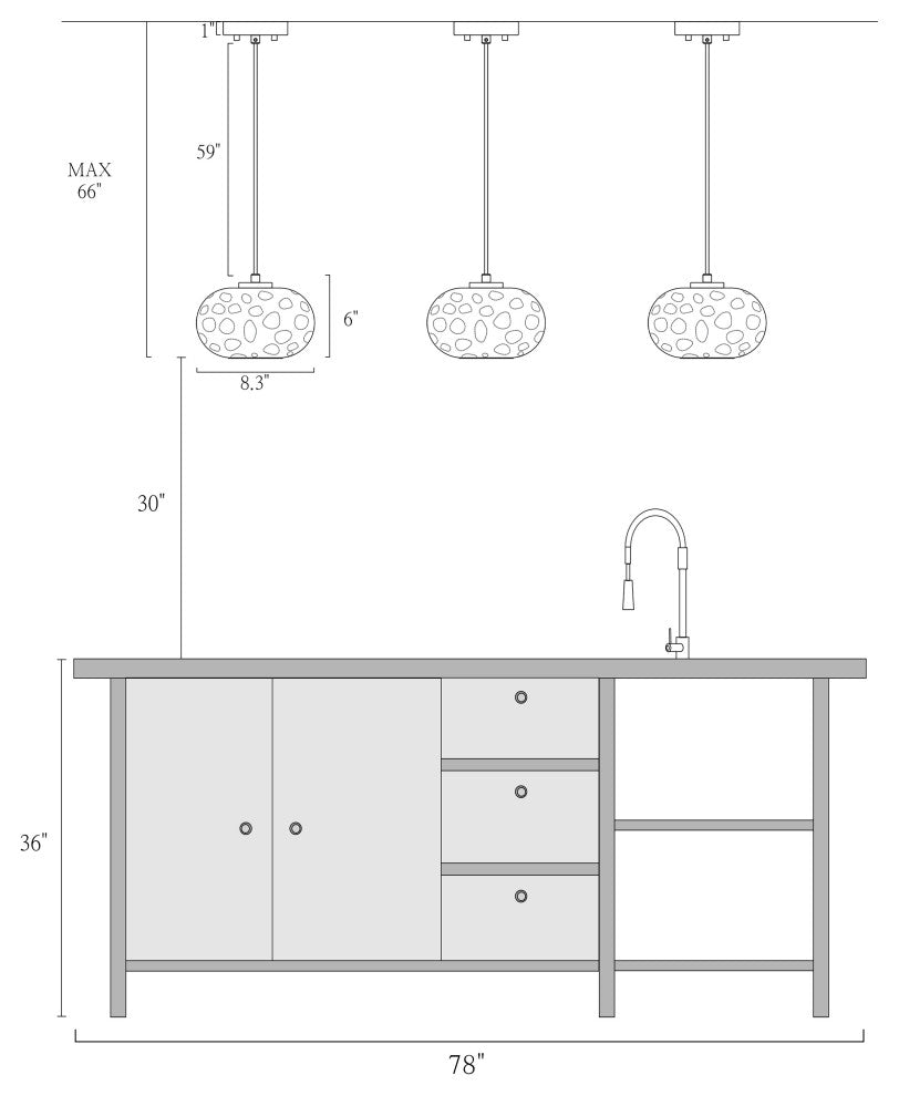 LNC Chrysaorican 1-Light 6" Modern Iridescent Glass Kitchen Island Light, Brass