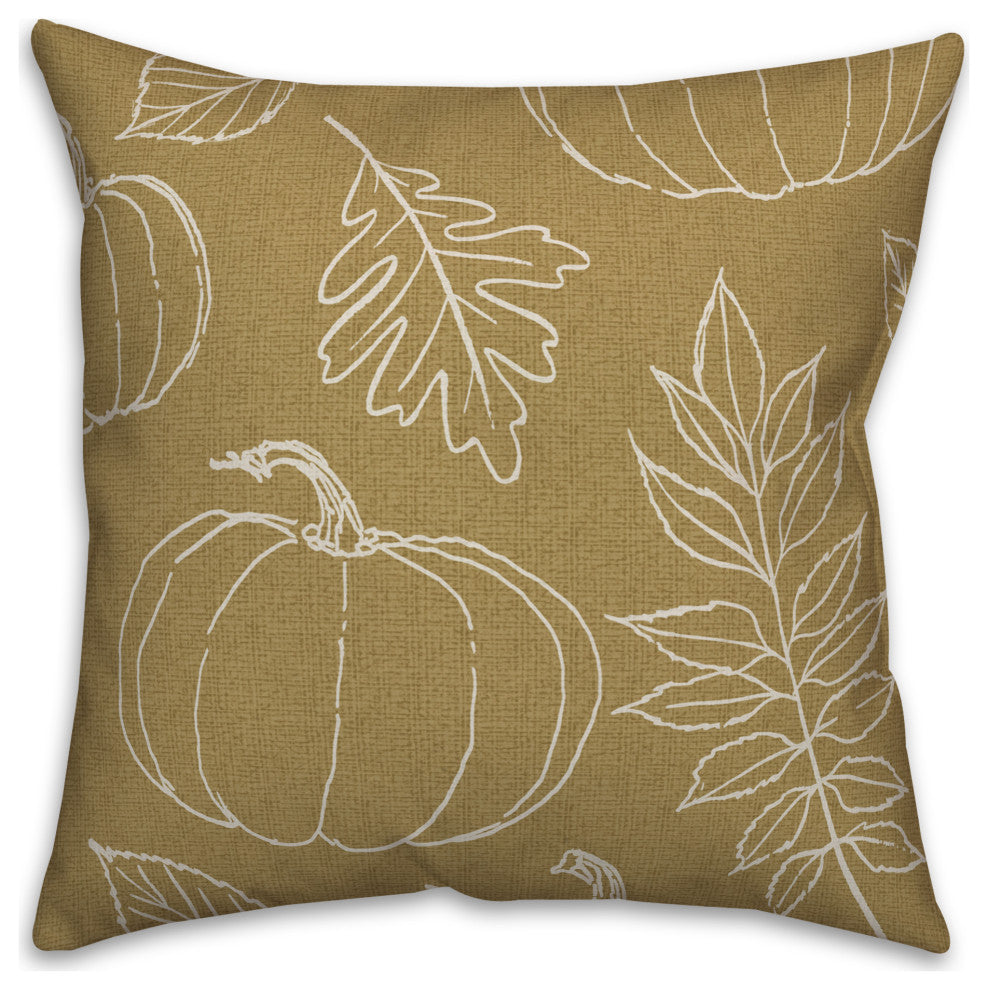 Mustard Yellow Fall Pattern 18x18 Spun Poly Pillow