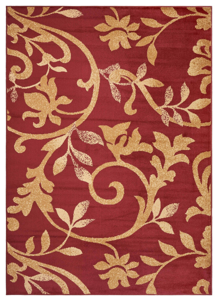 8" x 9" Red Filigree Vines Area Rug
