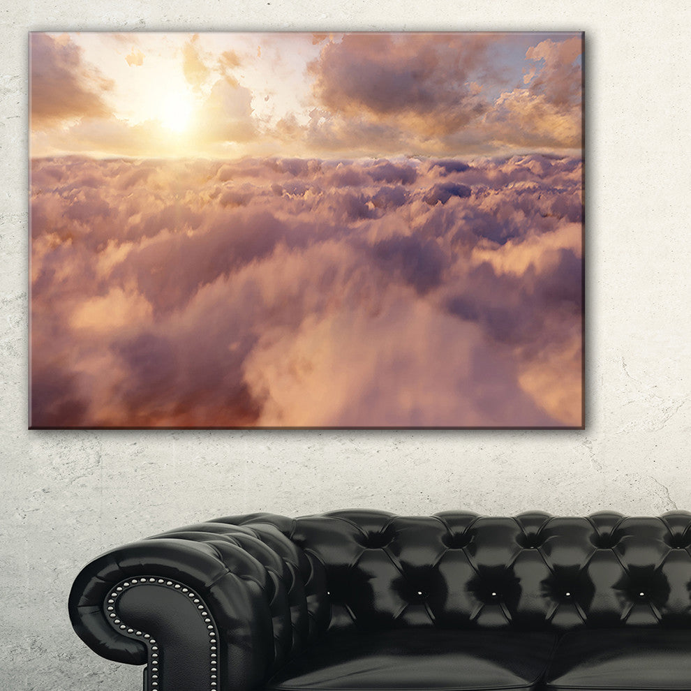 "Amazing Sky Above Clouds" Contemporary Landscape Canvas Art, 32"x16"