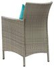 Side Dining Chair and Table Set, Rattan, Wicker, Gray Blue, Modern, Outdoor