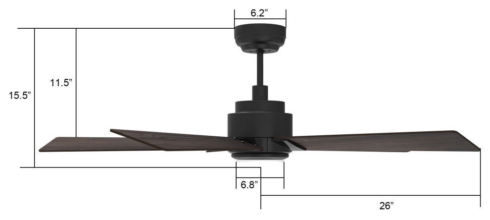 CARRO 52'' 5 Blades Smart Ceiling Fan with Remote Control and Dim LED Light, Black