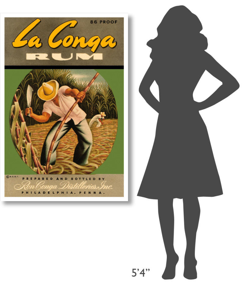 "La Conga Rum" Digital Paper Print by Vintage Booze Labels, 31"x46"