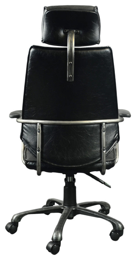 Executive Swivel Office Chair Onyx Black Leather
